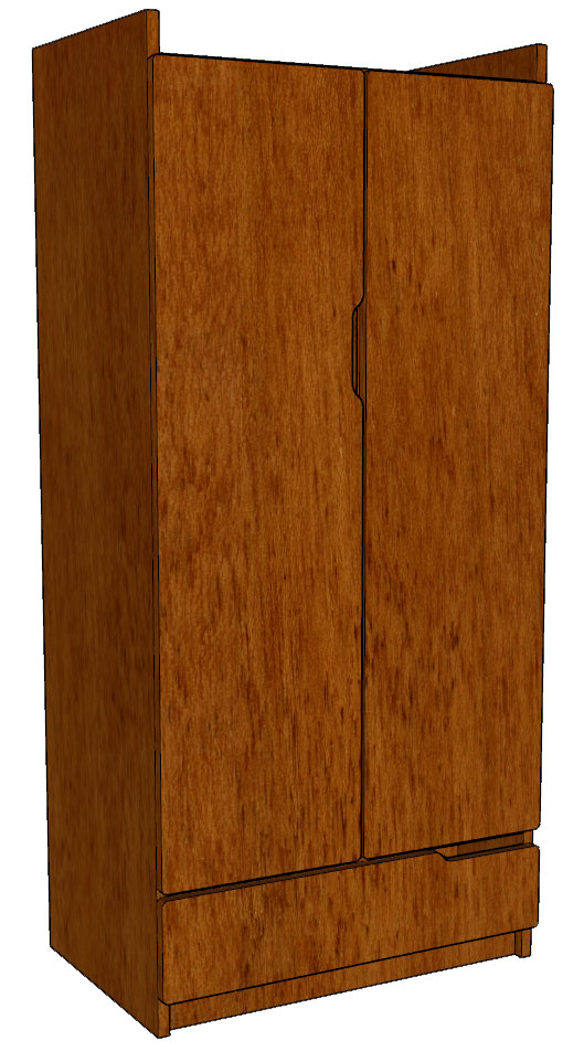 Apollo Double Door Wardrobe w\/1 Bottom Drawer, 42"W
